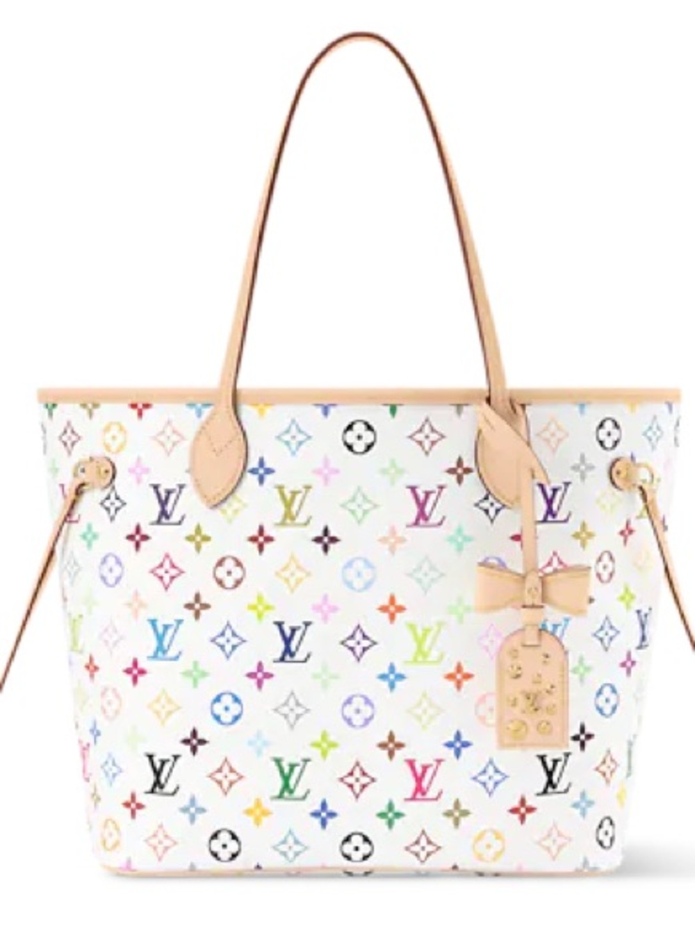 White Multicolor Monogram Canvas Tote new